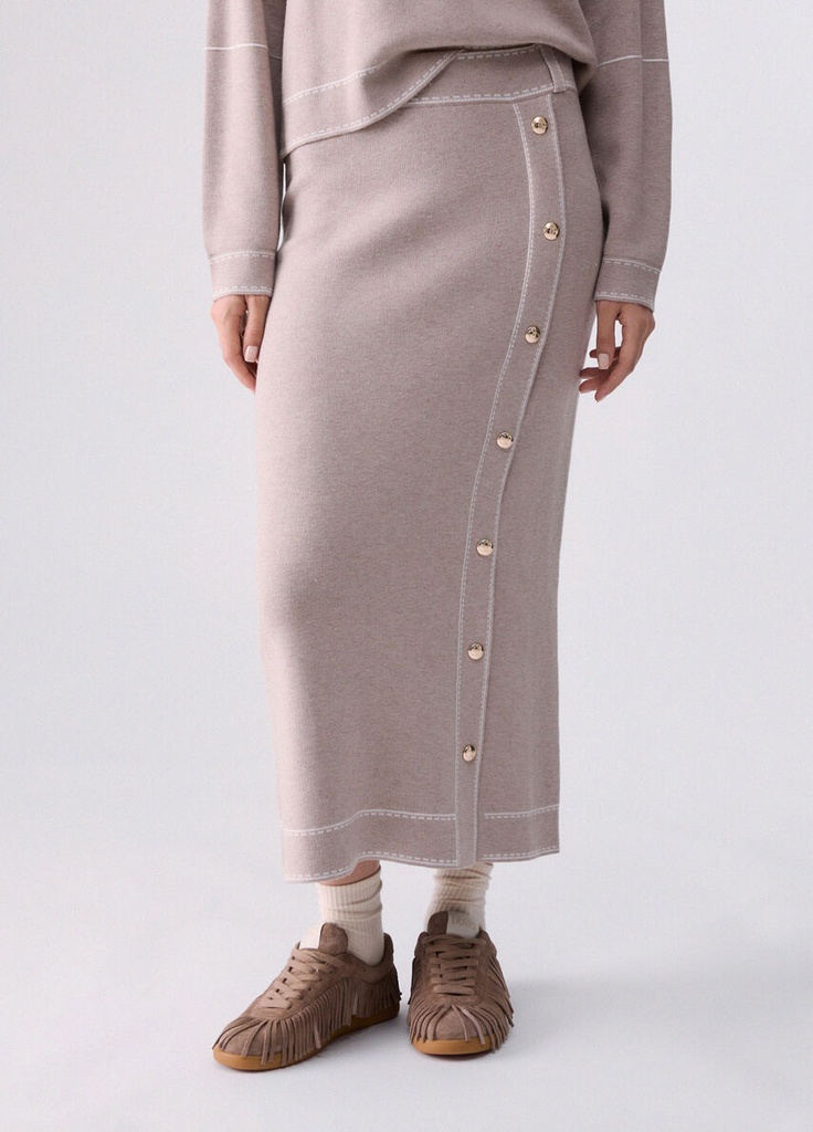 I26 FALDA MIDI CON BOTONES (XS)