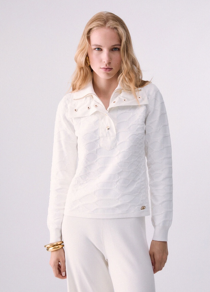 I26 JERSEY JACQUARD COCODRILO (Blanco, XS)