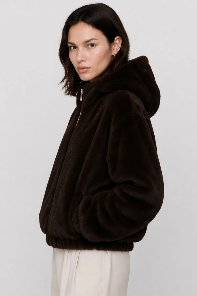I26 CHAQUETA DE PELO CON CAPUCHA (XS)